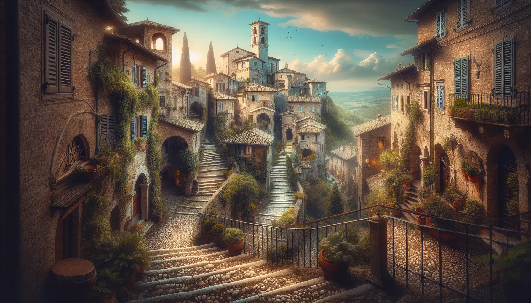 Panorama di Narni con le sue strade medievali e il castello sullo sfondo