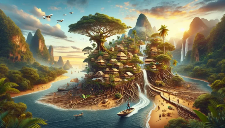 Paesaggio naturale del Gabon con foreste lussureggianti e fauna selvatica