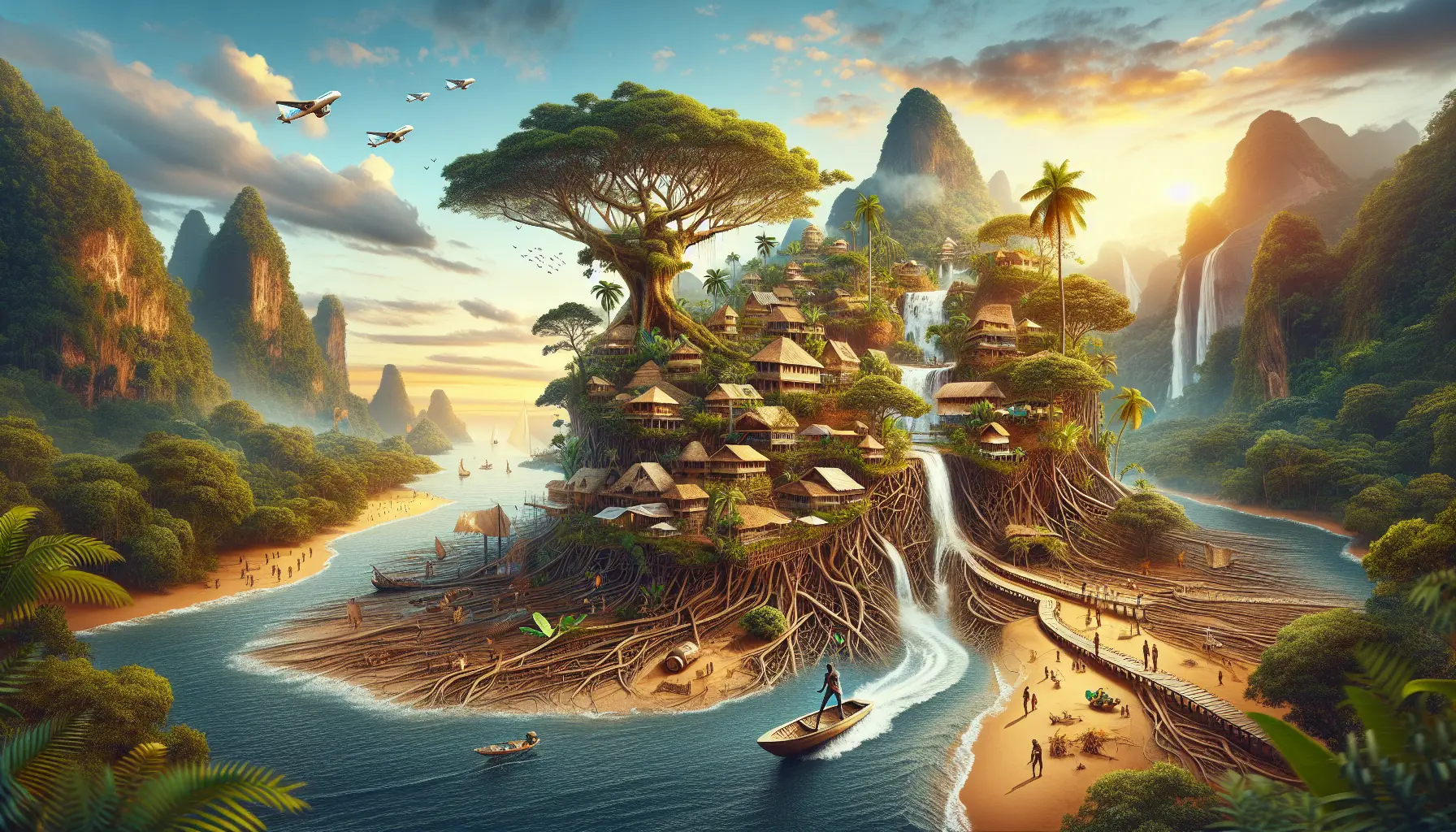 Paesaggio naturale del Gabon con foreste lussureggianti e fauna selvatica