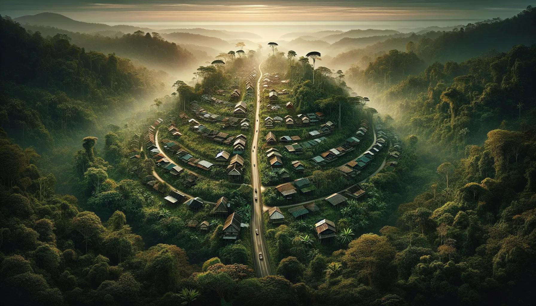 Foresta pluviale del Sarawak con alberi maestosi e fauna esotica