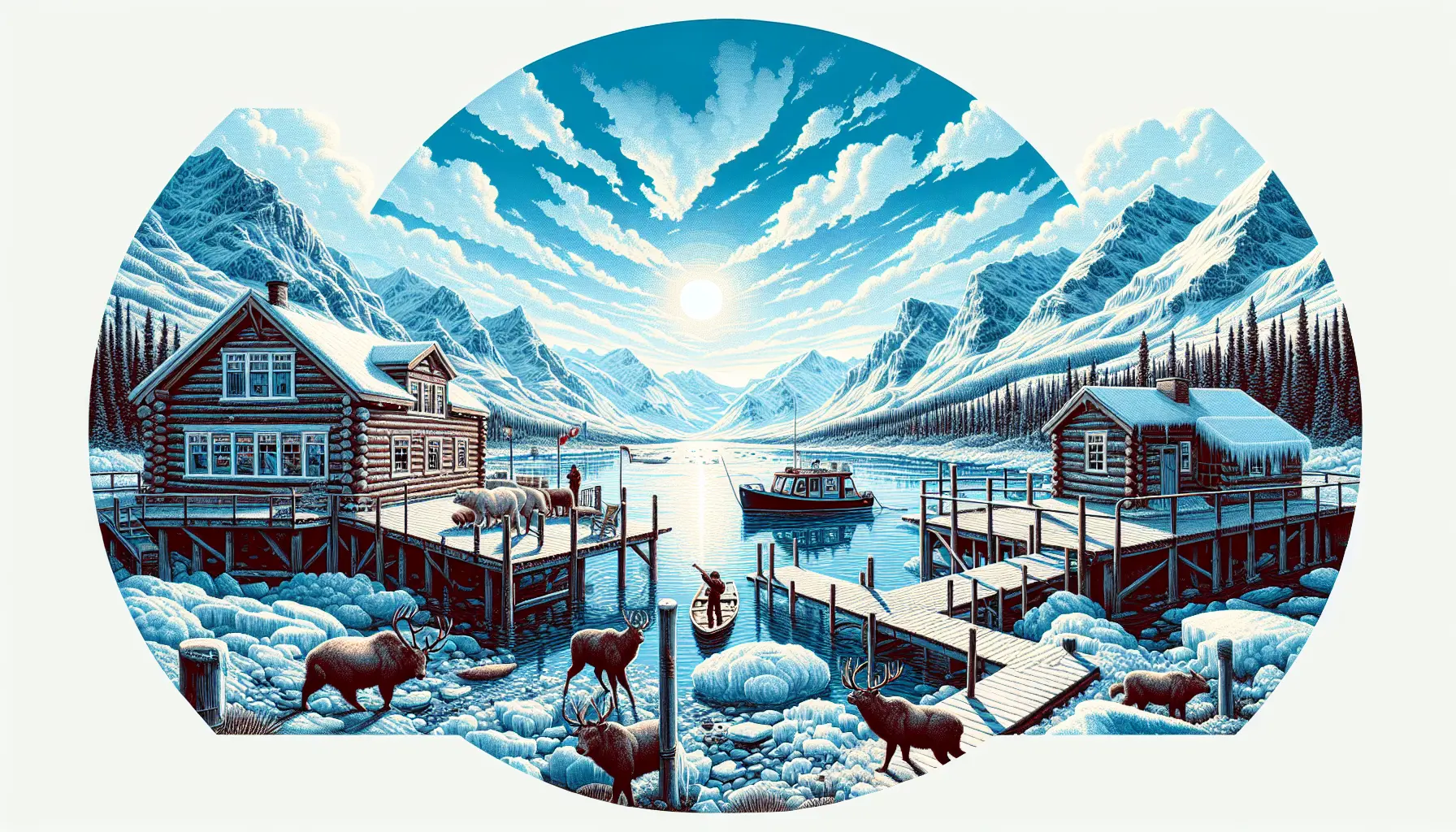 Paesaggio del Yukon con montagne e foreste verdi sotto un cielo blu