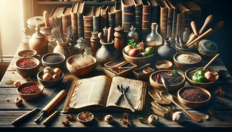 Un tavolo imbandito con piatti tradizionali e ingredienti freschi, rappresentando le tradizioni culinarie dimenticate.