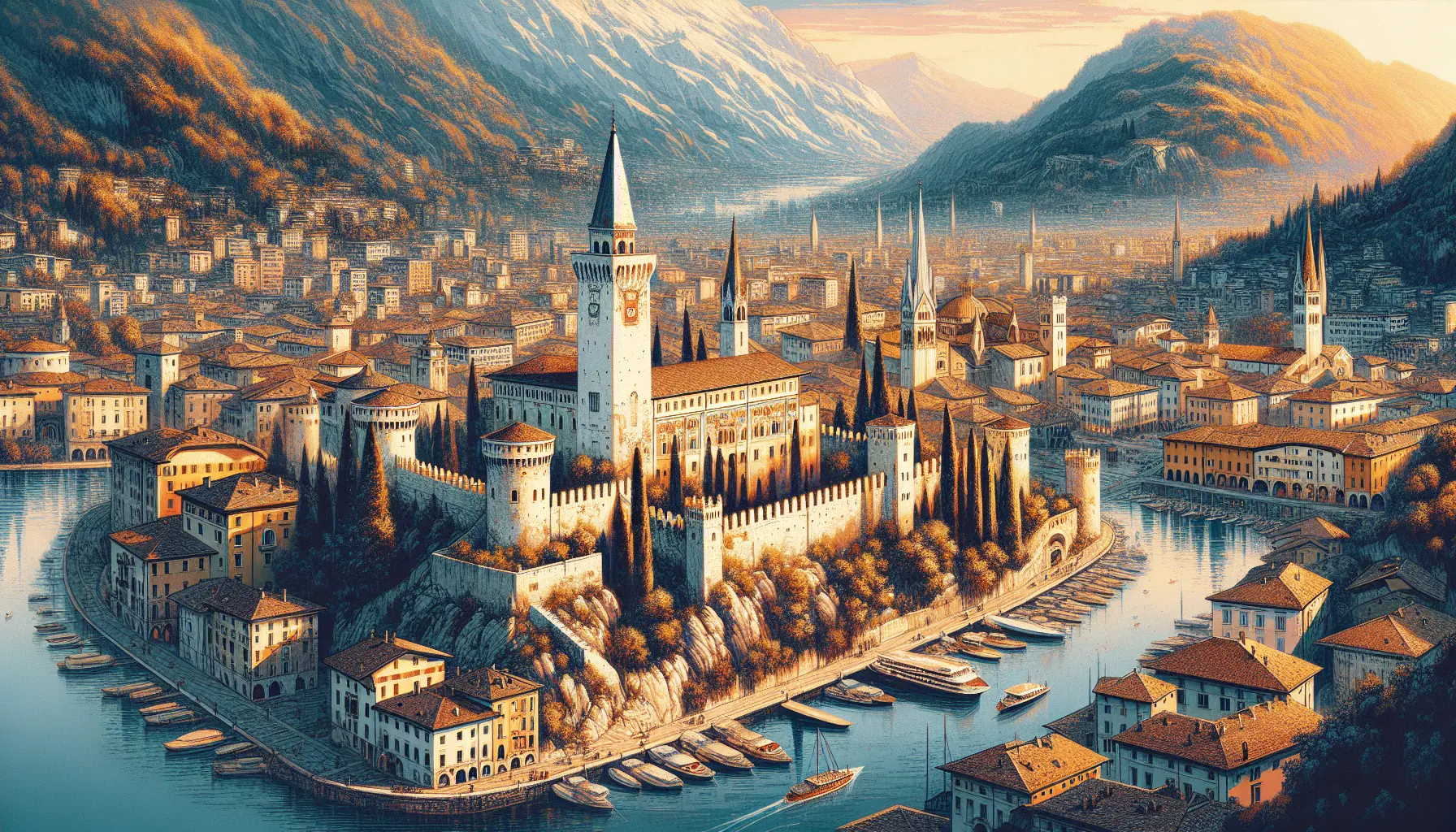 Vista panoramica del Castello di Udine con il cielo blu sullo sfondo