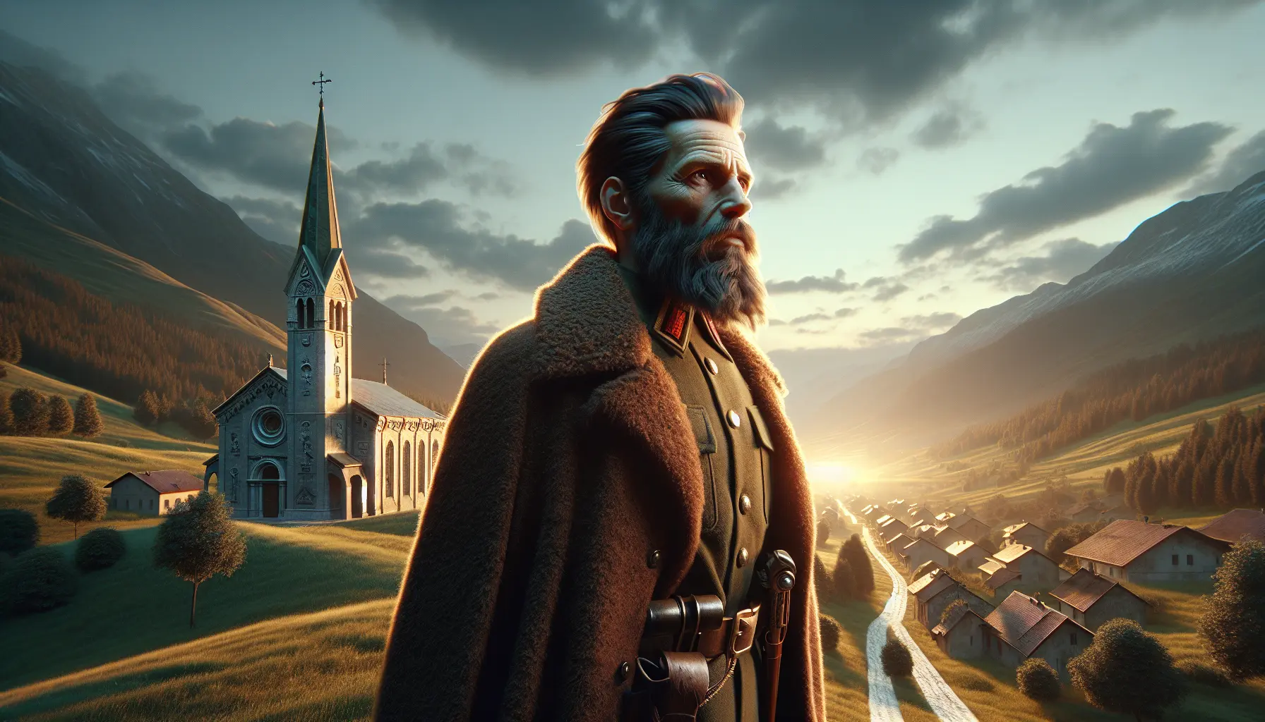 Ritratto di Ugo Bassi, simbolo del Risorgimento italiano, con abiti religiosi e un'espressione determinata.