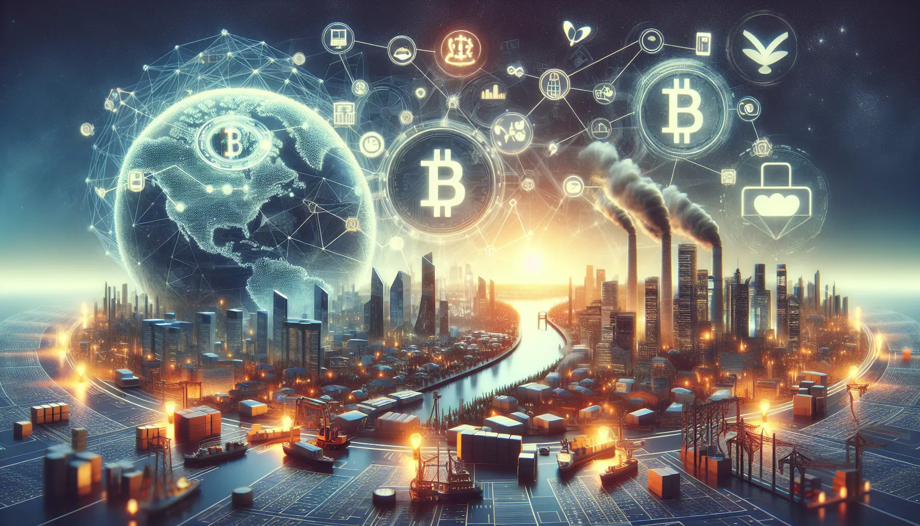 Rappresentazione visiva della tecnologia blockchain con nodi e catene che simboleggiano la sicurezza e la trasparenza delle informazioni.