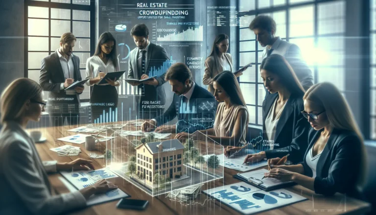 Investitori che discutono di opportunità di crowdfunding immobiliare