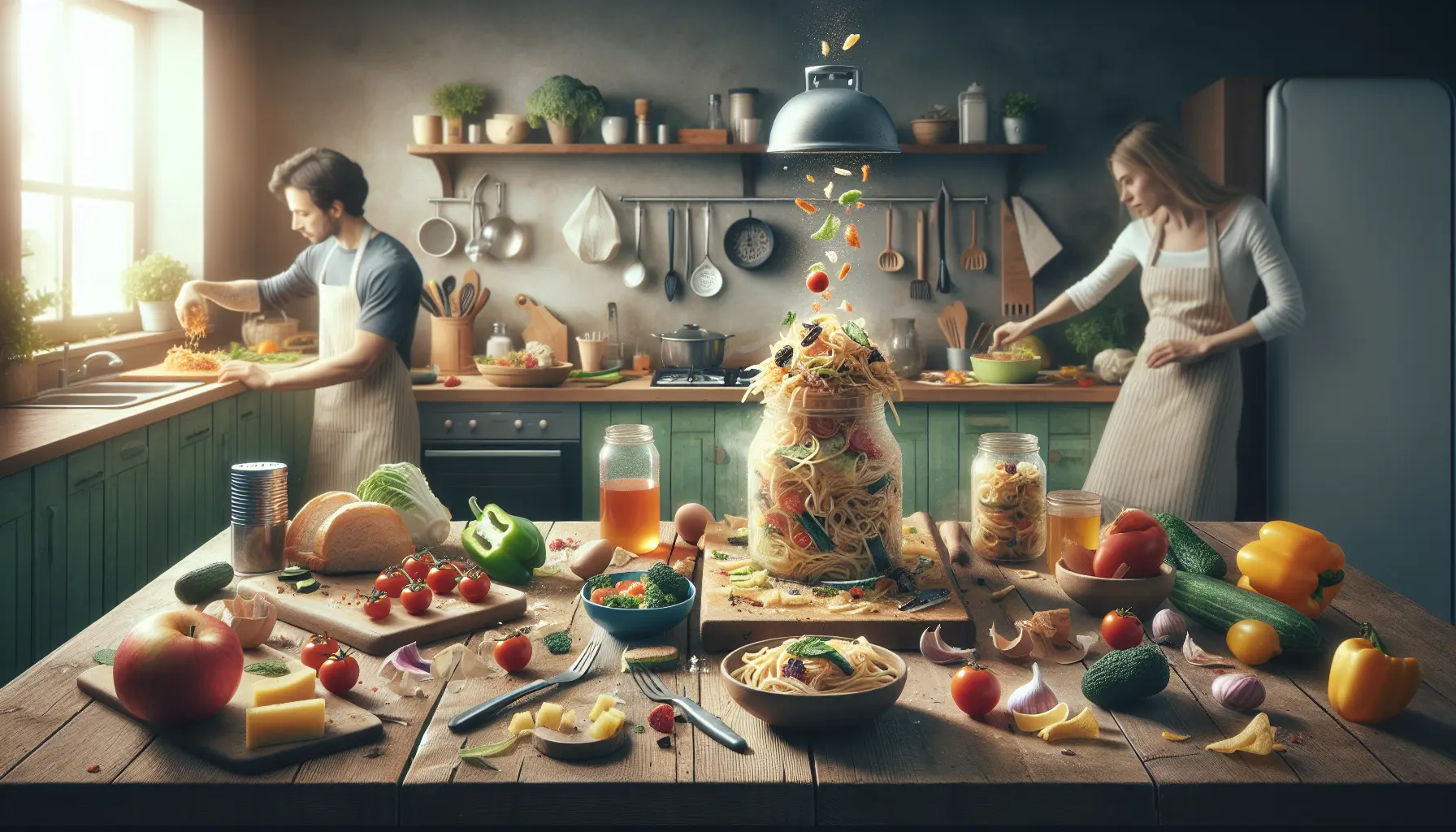 Scarti alimentari trasformati in piatti deliziosi, come brodo vegetale e chips di bucce di patate.