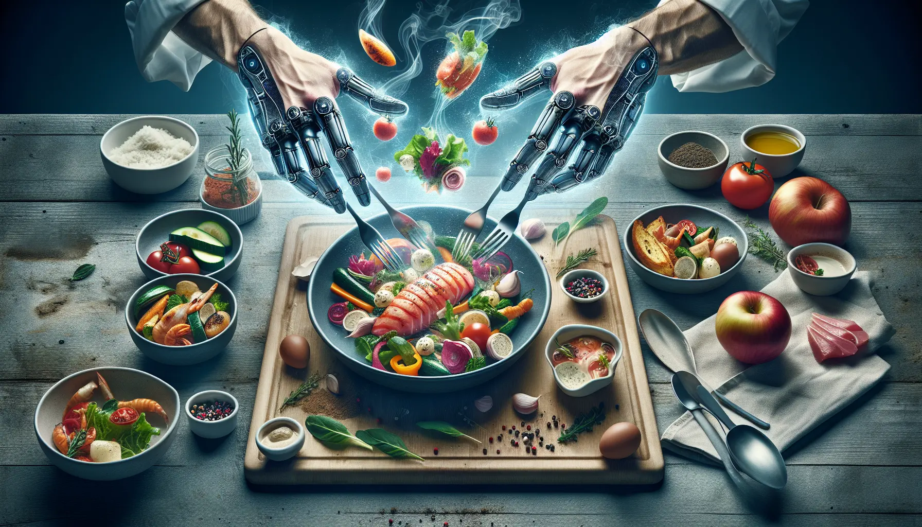 Un piatto gourmet realizzato con avanzi di cibo