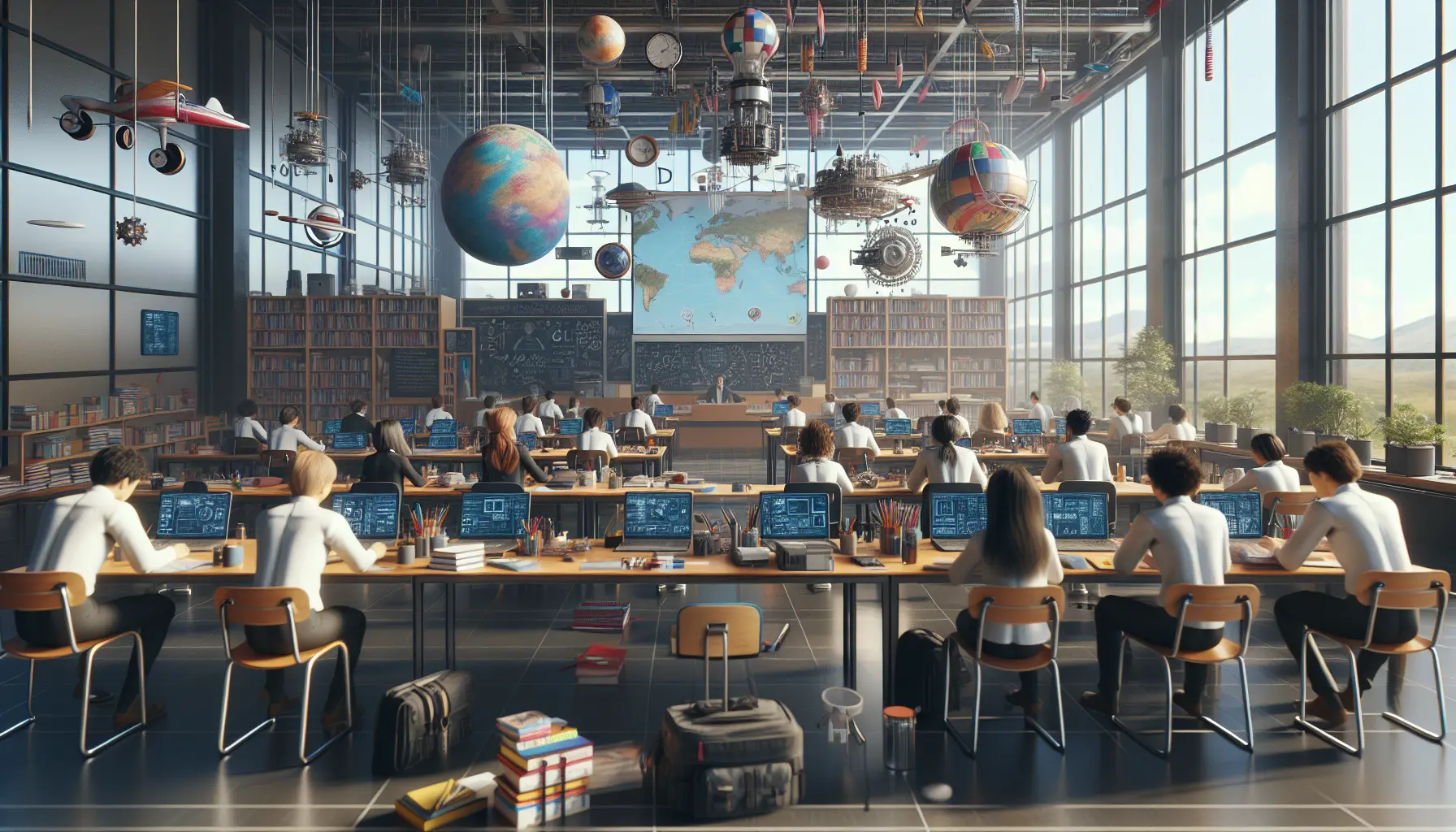 Un'aula inclusiva con studenti di diverse origini che collaborano insieme.