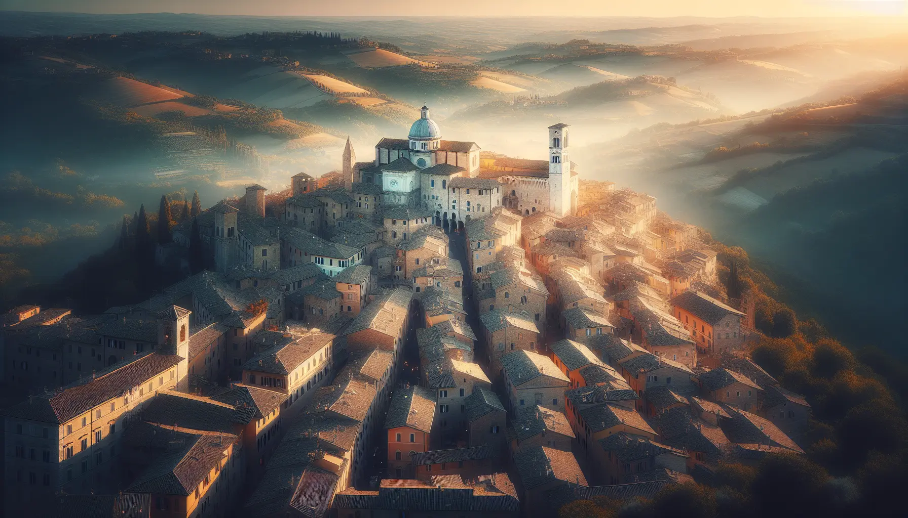 Vista panoramica di Todi, una città umbra con architettura storica e paesaggi mozzafiato