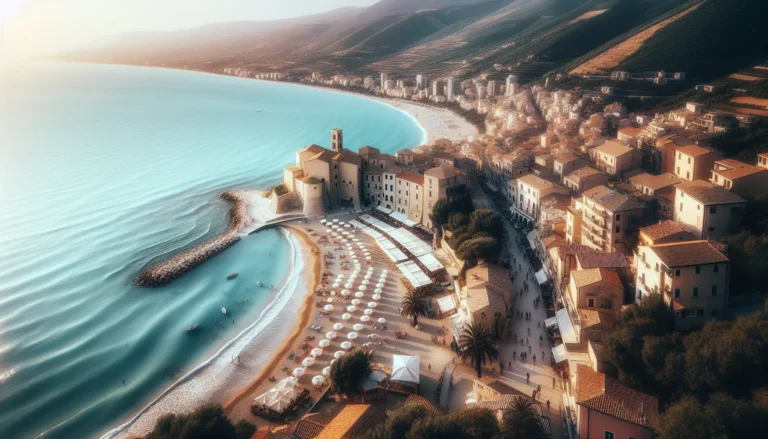 Vista panoramica della spiaggia di Vasto con il mare cristallino e il sole che splende