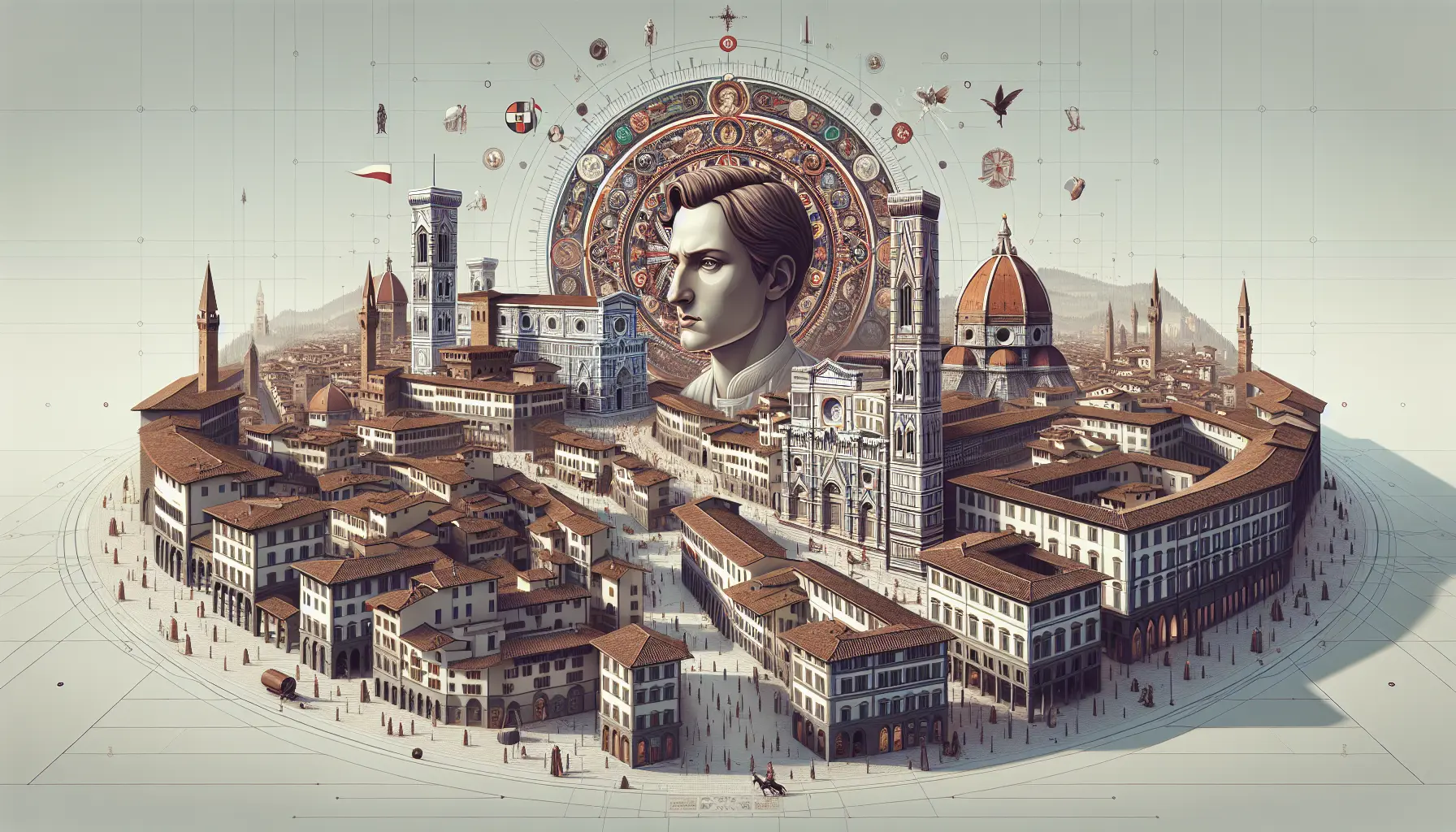 Ritratto di Farinata degli Uberti, condottiero fiorentino del XIII secolo, raffigurato con armatura e uno sguardo fiero, simbolo di lotta e determinazione.