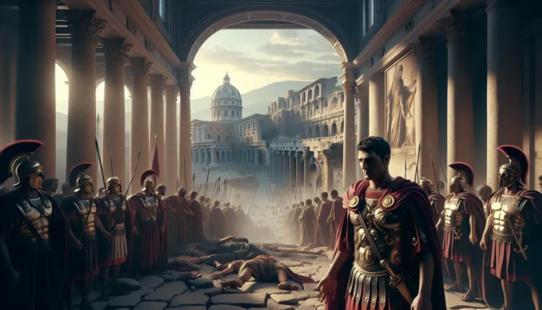 Rappresentazione artistica di Flavio Romolo Augusto, l'ultimo imperatore romano d'Occidente, simbolo della fine di un'era storica.