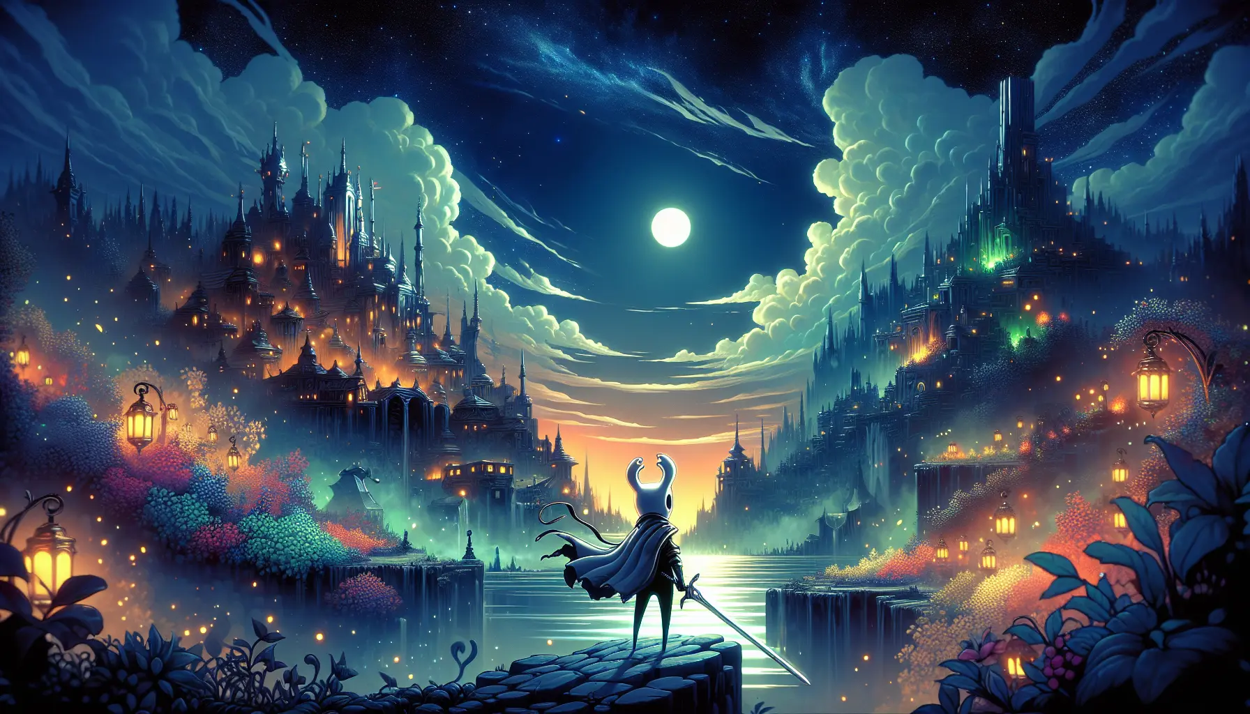 Un'immagine evocativa del mondo di Hollow Knight Silksong, con paesaggi fantastici e personaggi intriganti.