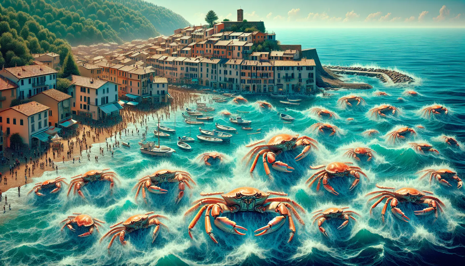 Un granchio blu sul bagnasciuga, simbolo delle sfide ecologiche in corso nelle acque italiane.