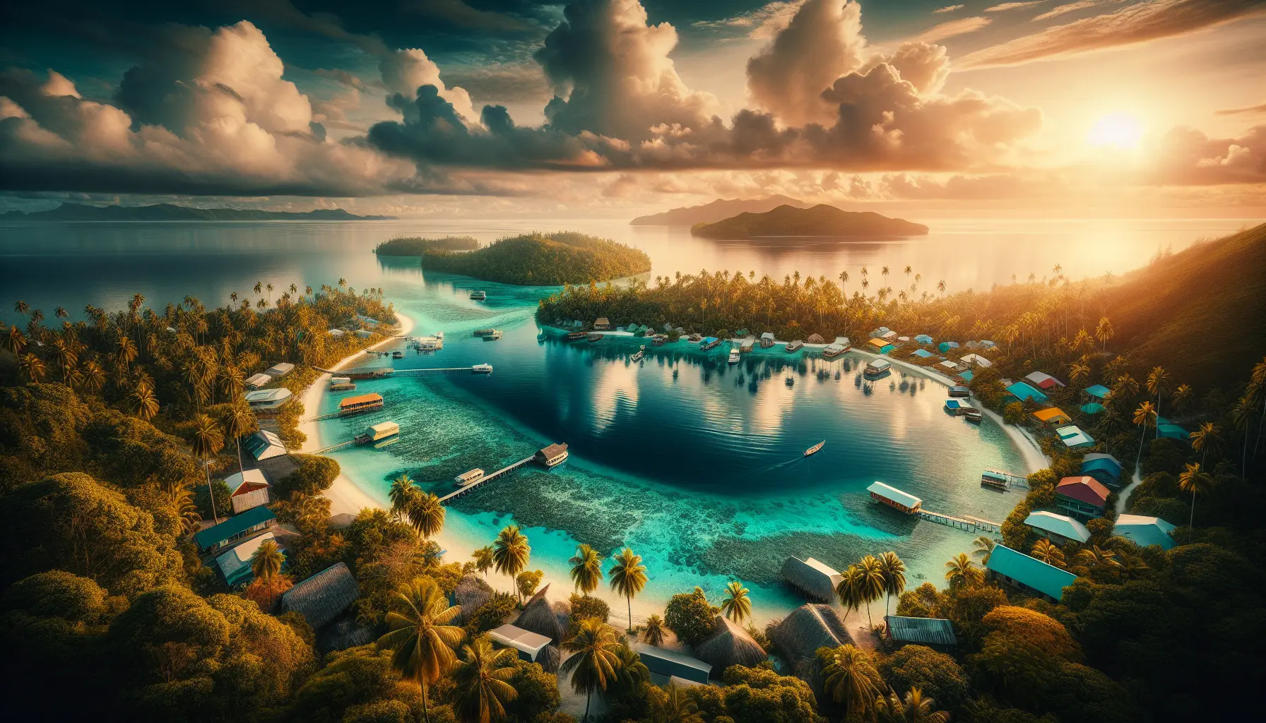 Spiaggia di sabbia bianca con acque cristalline e palme a Kiribati