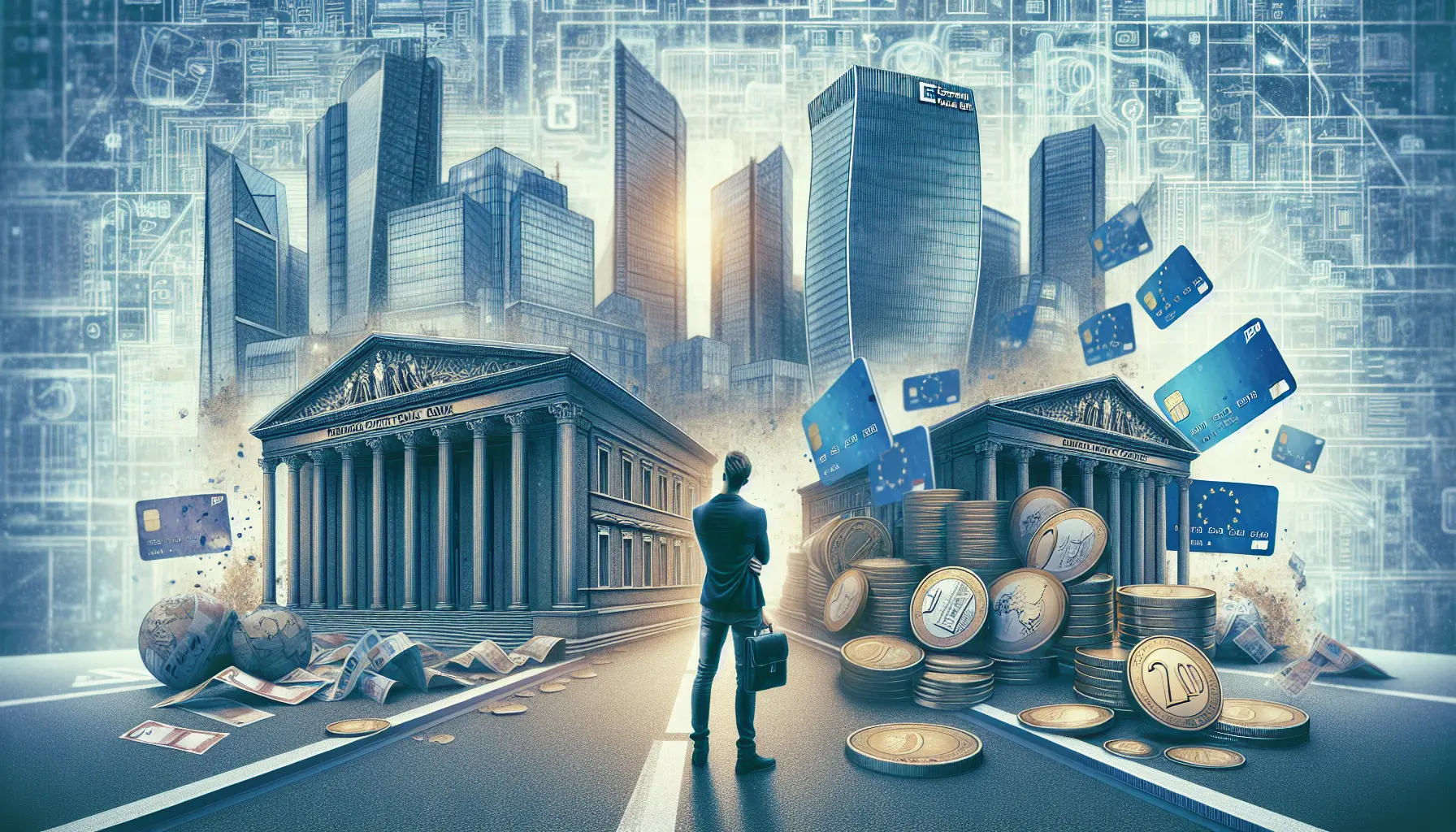 Immagine che rappresenta l'uso dei pagamenti elettronici in Italia, con carte di credito e smartphone.