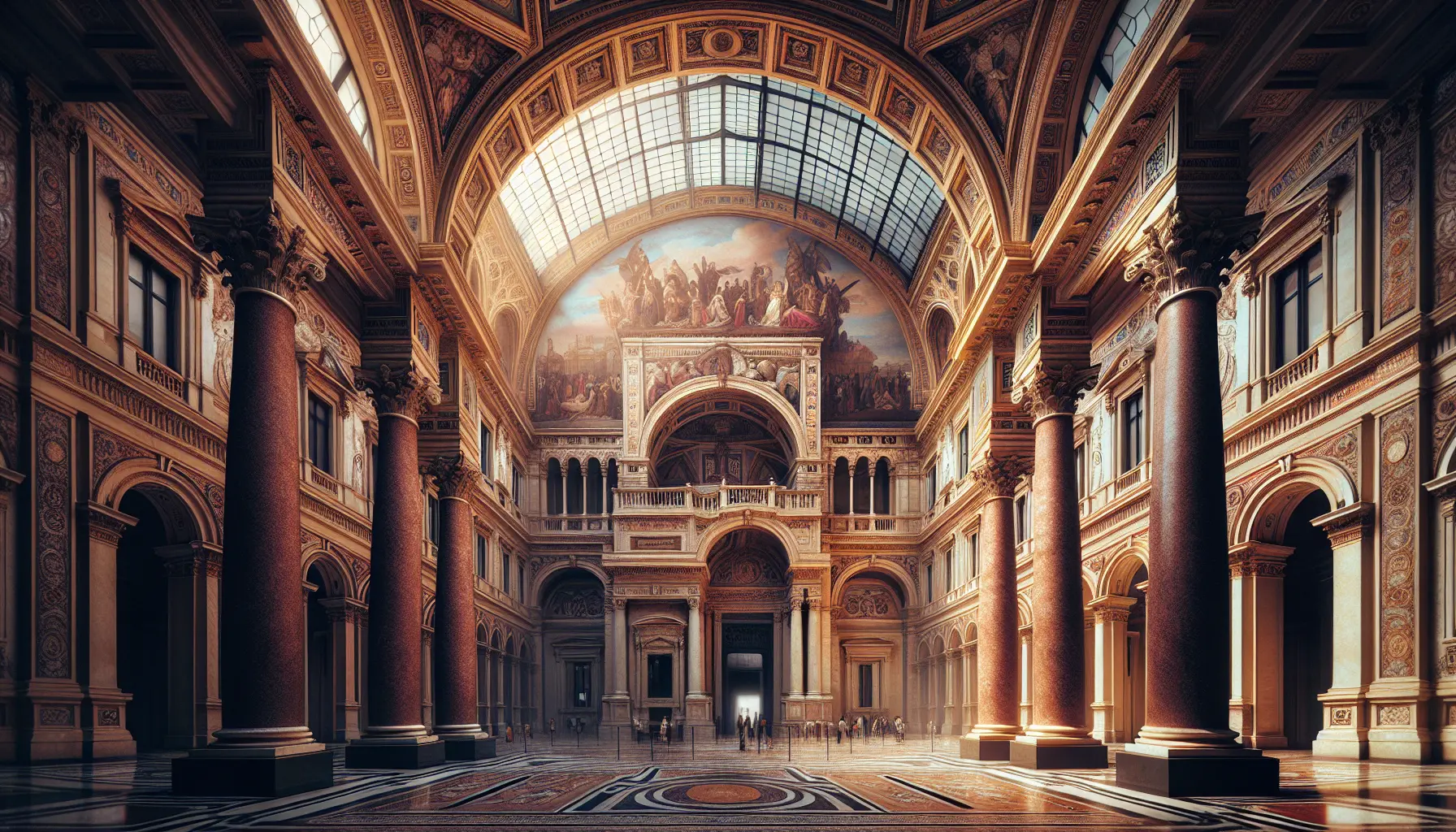 Interno della Pinacoteca di Brera con opere d'arte esposte