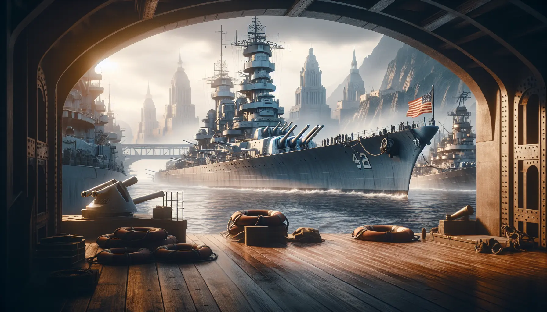 Immagine della USS Missouri ormeggiata a Pearl Harbor, simbolo di storia e pace.