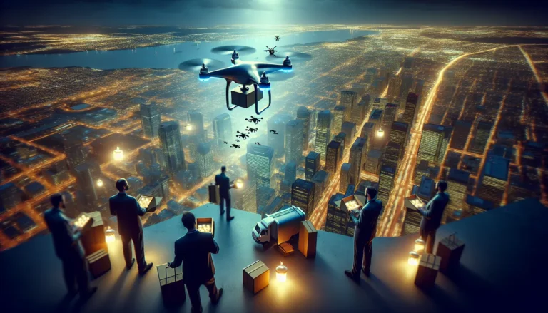 Un drone in volo sopra un paesaggio urbano, catturando immagini aeree di alta qualità.