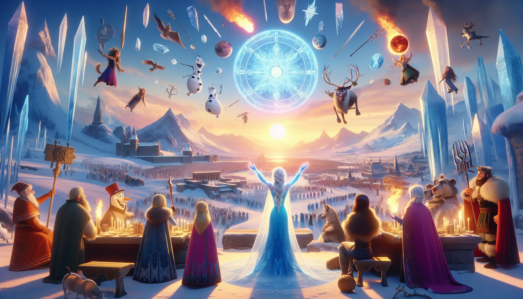 Immagine rappresentativa della saga di Frozen con Elsa e Anna in un paesaggio innevato.