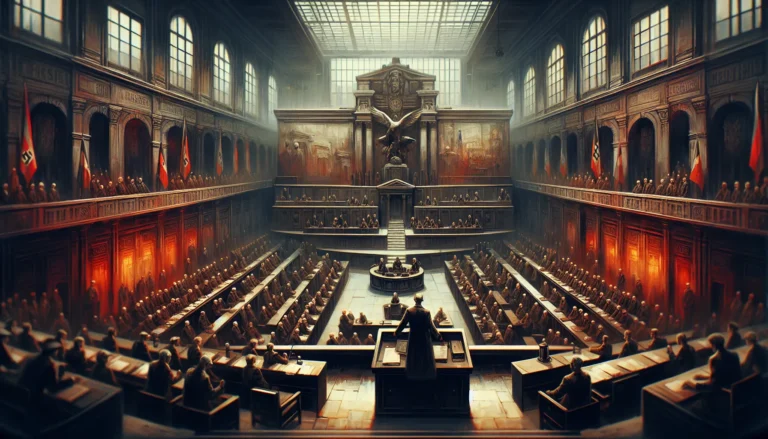 Un'immagine storica che rappresenta il Congresso del partito nazista a Norimberga, simbolo delle Leggi di Norimberga e della discriminazione razziale.