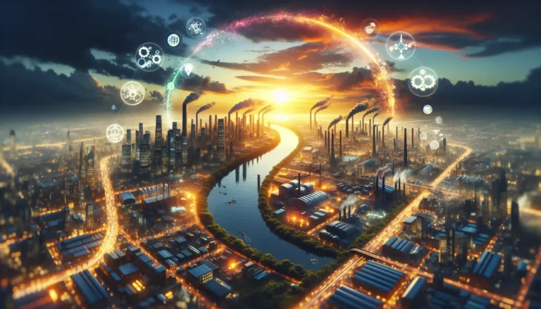 Un'immagine che rappresenta il concetto di economia circolare, mostrando prodotti riutilizzabili e materiali riciclati.