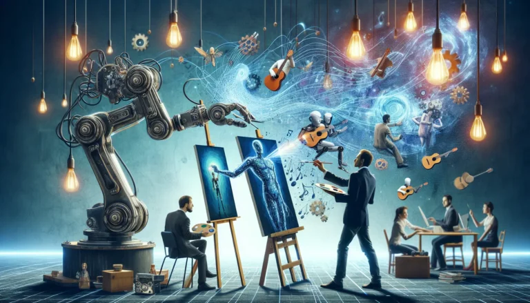 Un artista che utilizza un software di intelligenza artificiale per creare opere d'arte innovative.