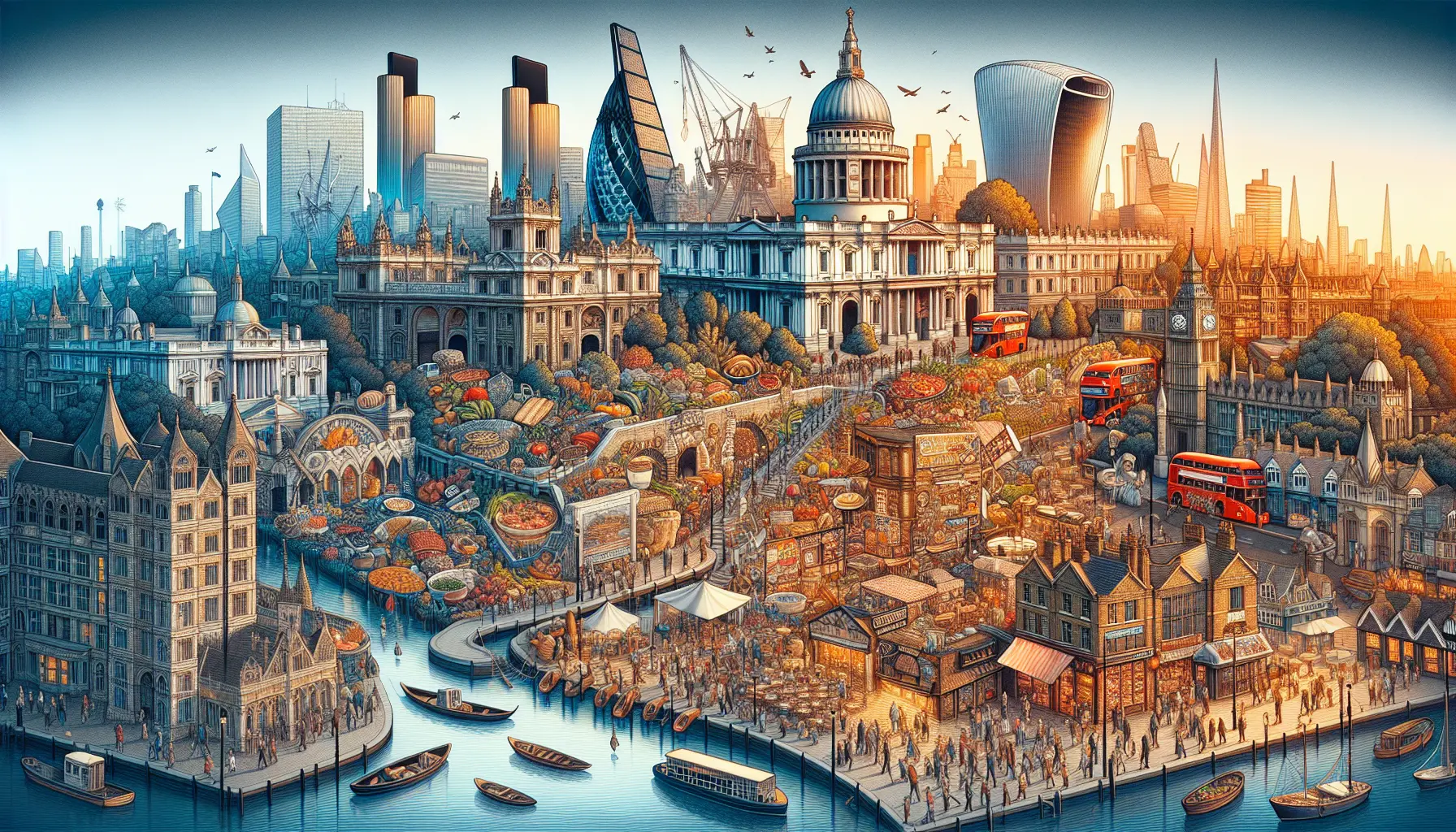Panorama di Londra con il Tamigi e il London Eye sullo sfondo