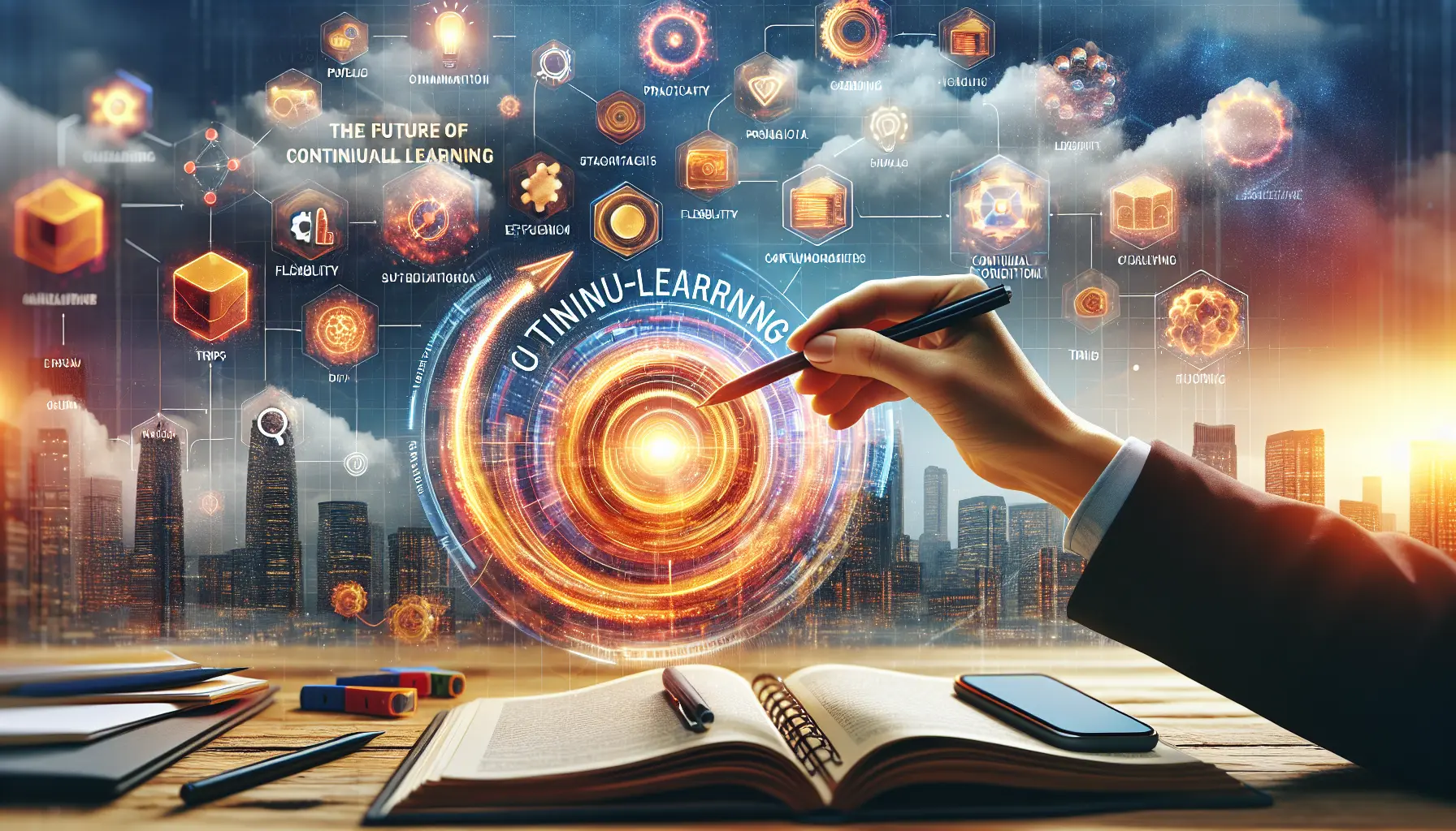 Un professionista che utilizza un dispositivo mobile per apprendere attraverso brevi moduli formativi.