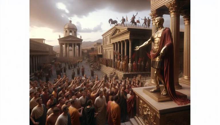 Rappresentazione artistica di Nerone, il controverso imperatore romano, in un contesto storico.