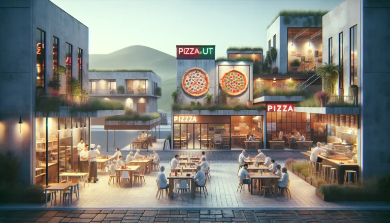 Un team di giovani con autismo che prepara pizze in una pizzeria accogliente, circondati da ingredienti freschi e colorati.