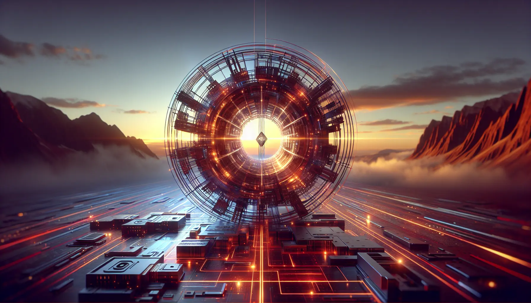 Rappresentazione visiva del quantum computing con circuiti e qubit