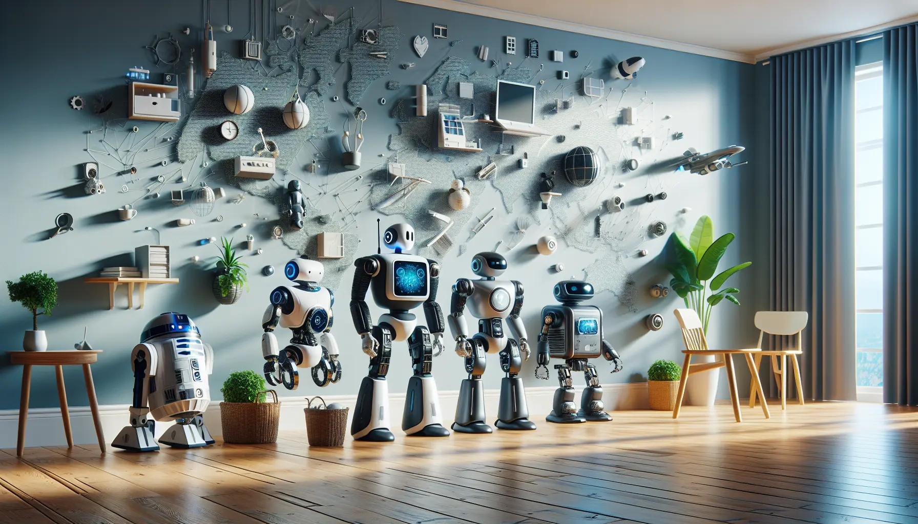 Un robot aspirapolvere che pulisce un pavimento moderno