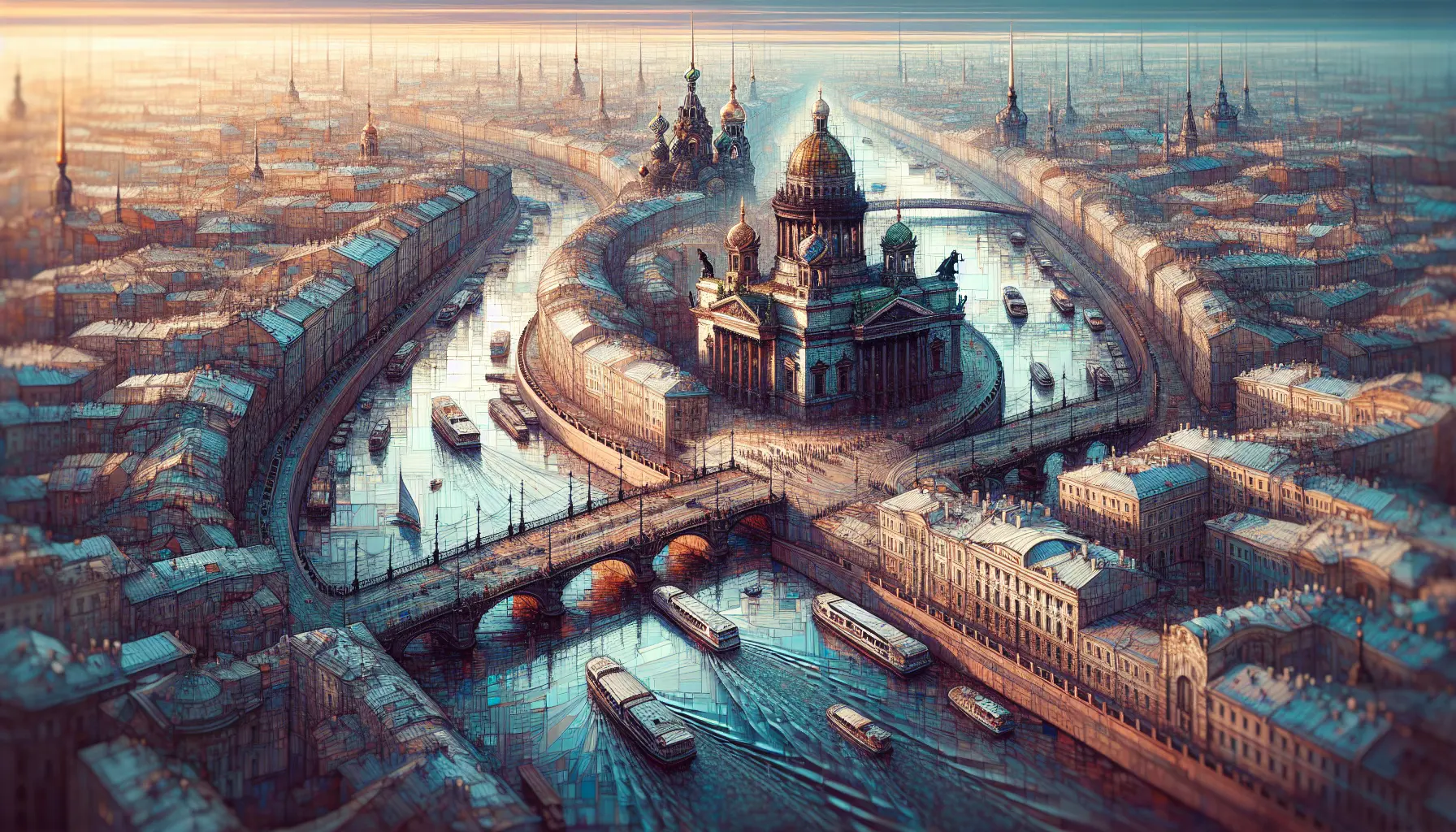 Veduta panoramica di San Pietroburgo con i suoi canali storici e architettura iconica