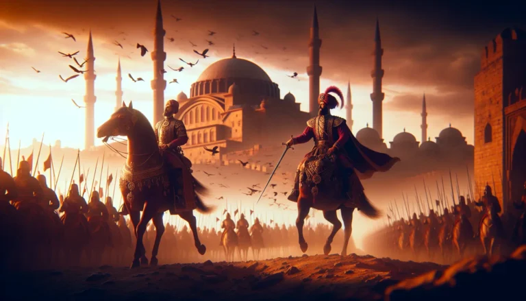 Ritratto di Solimano il Magnifico, sultano dell'Impero ottomano, in abiti regali, circondato da simboli di potere e cultura.