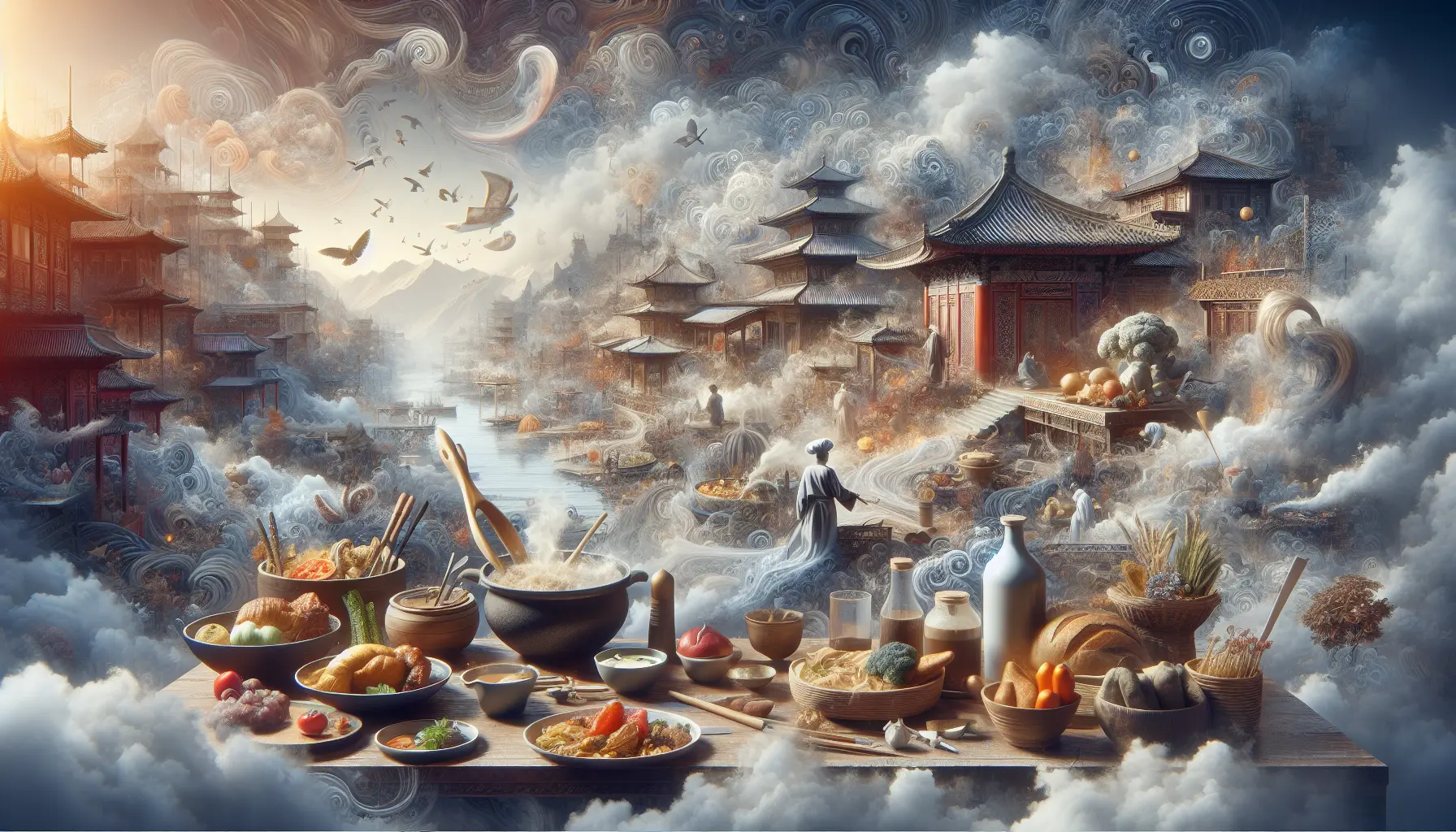 Un piatto tradizionale italiano servito su una tavola rustica, circondato da ingredienti freschi e naturali.