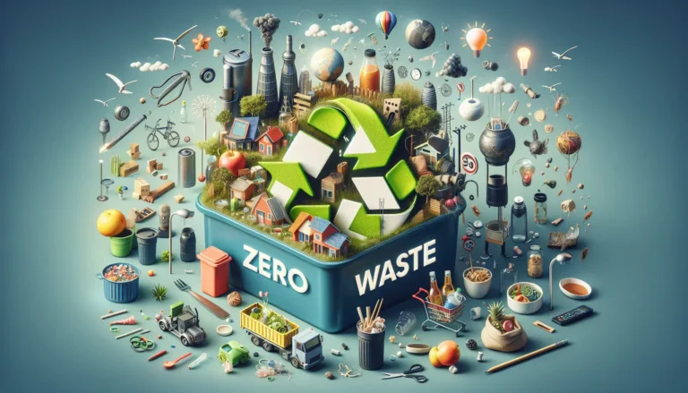 Immagine che rappresenta un ambiente pulito e sostenibile, con oggetti riutilizzabili e compost.