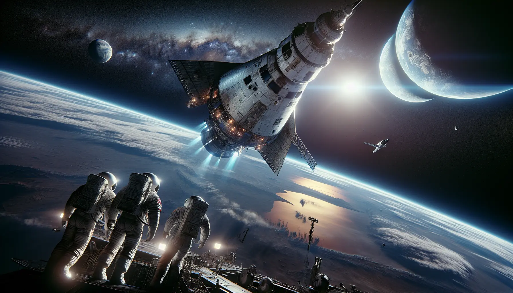 Astronauti a bordo del modulo di comando Apollo 7 durante la missione spaziale.