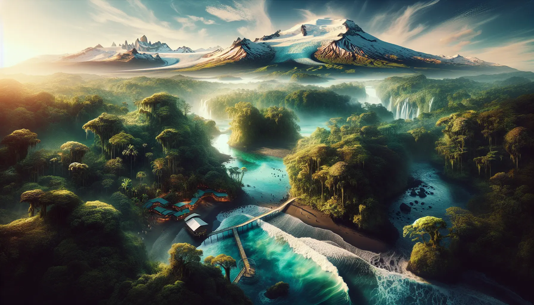 Giovani avventurieri in un paesaggio naturale mozzafiato, immersi nella natura durante un viaggio sostenibile.