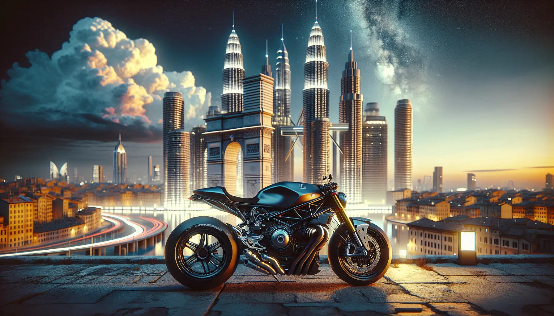 Una motocicleta Bimota in esposizione, evidenziando il design innovativo e le linee eleganti tipiche del marchio.
