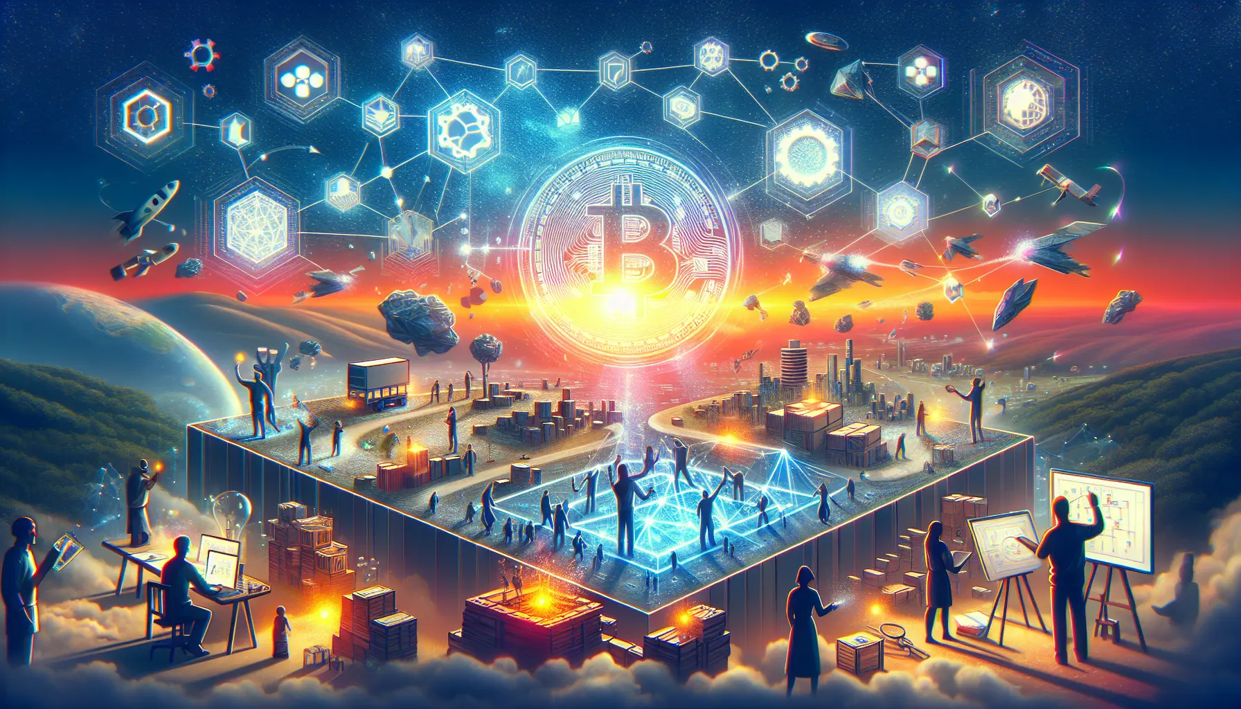 Rappresentazione visiva della blockchain e delle sue applicazioni innovative in vari settori