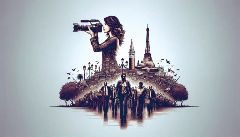 Cecilia Sala durante un'intervista, con un taccuino in mano e un'espressione concentrata mentre ascolta attentamente il suo interlocutore.