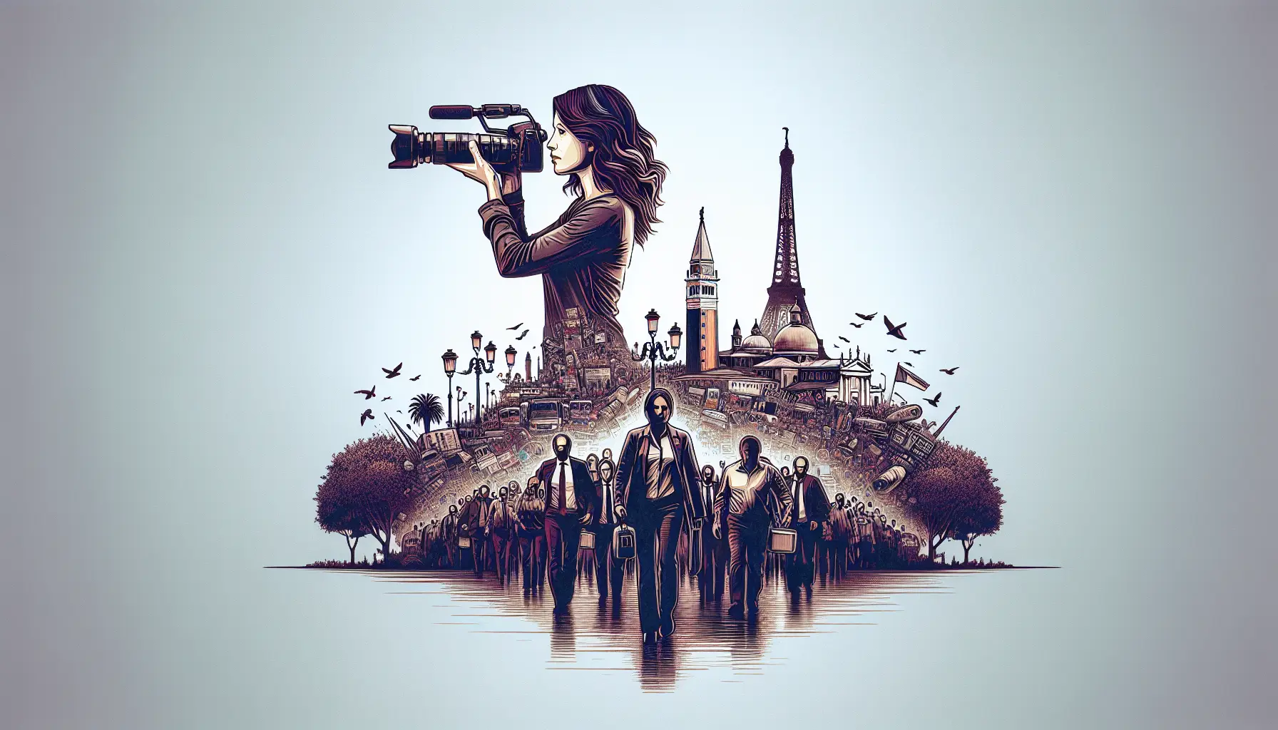 Cecilia Sala durante un'intervista, con un taccuino in mano e un'espressione concentrata mentre ascolta attentamente il suo interlocutore.