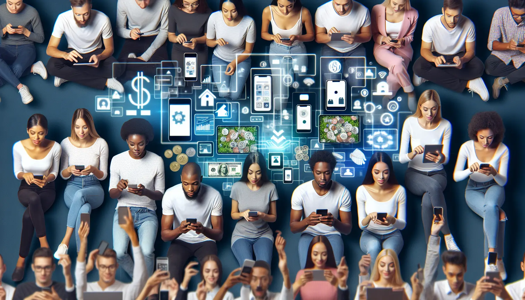 Giovane che utilizza un'app per la gestione delle finanze sul suo smartphone