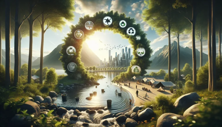 Immagine che rappresenta l'economia circolare con simboli di riciclo e sostenibilità
