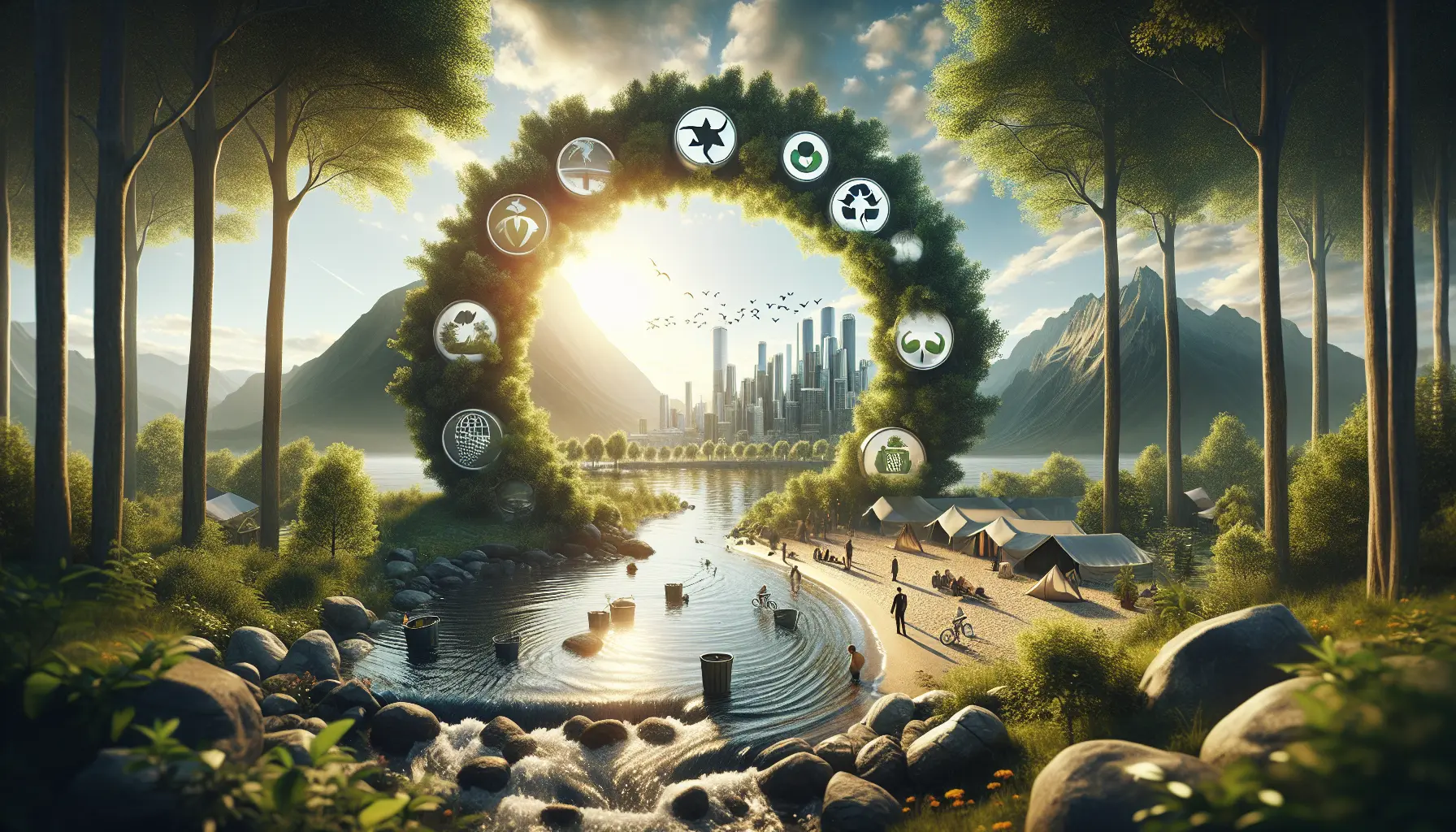 Immagine che rappresenta l'economia circolare con simboli di riciclo e sostenibilità