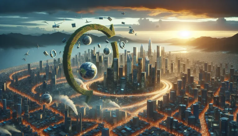 Concetto di economia circolare con simboli di riciclo e sostenibilità