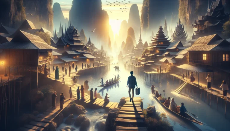 Viaggiatore che esplora un mercato locale in una destinazione unica