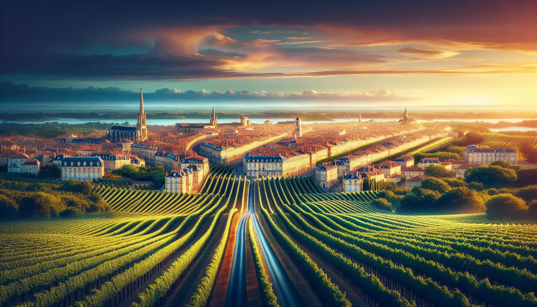 Vista panoramica di Bordeaux con i suoi vigneti e monumenti storici